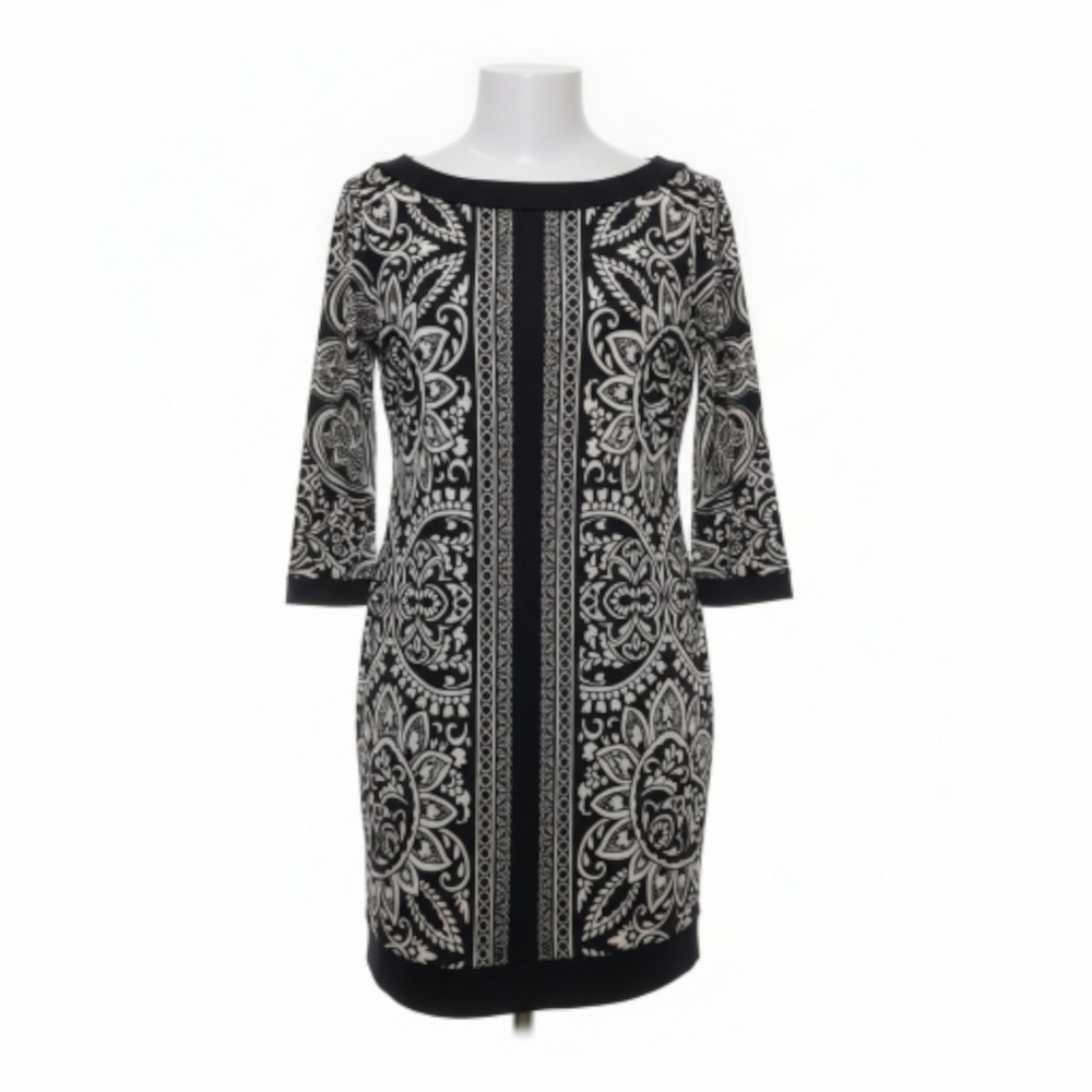 White House Black Market Tunic Dress in a black and white paisley size L